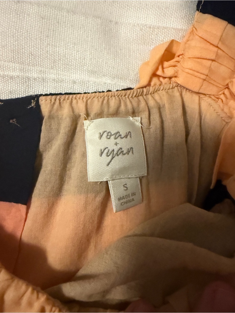 Striped Ruffle Strap Tank Top - Navy, Peach & Rust - Picture 5 of 5